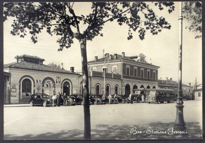 Bra, stazione, cartolina d'epoca